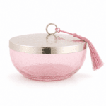 Bonbonnière cylindrique évasé haut de gamme en verre soufflé craquelé fait à la main – Image 2