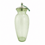 Carafe jarra GM en verre soufflé craquelé  avec couvercle amovible en cuivre martelé design arabesque fait à la main