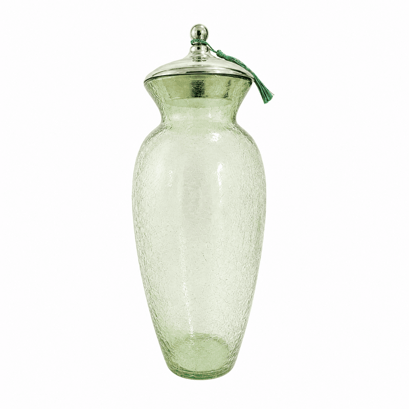 Carafe jarra GM en verre soufflé Carafe jarra GM en verre soufflé craquelé avec couvercle amovible en cuivre martelé design arabesque fait à la main – Image 1