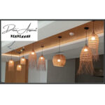 Abat-jour Drina Naturel suspension luminaire design CLOCHE CLASSIQUE fait main en fibre de palmier GM – Image 2