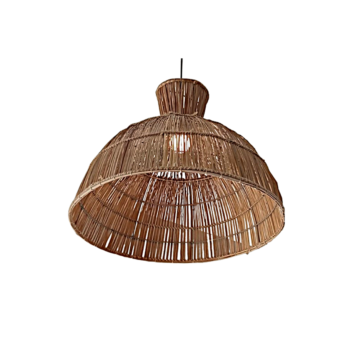 picture 1 Abat-jour Drina Naturel suspension luminaire design CLOCHE CLASSIQUE fait main en fibre de palmier GM – Image 1