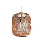 Abat-jour Drina Naturel suspension luminaire design Cylindre Arrondi fait main en fibre de palmier PM