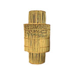 Abat-jour Drina Naturel suspension luminaire design Double Cylindre fait main en fibre de palmier PM