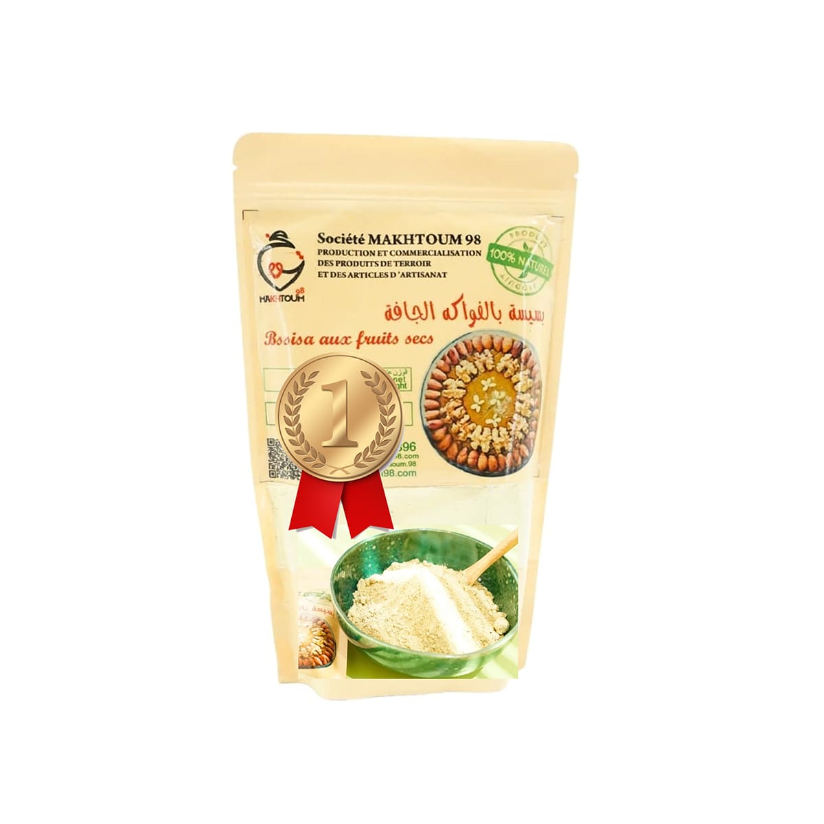 AZM 101 Makhtoum Tradition Bsissa blé aux fruits secs 100% naturel - 500g - Grains ancestraux Blé dur de variété "Hamira" – Image 1