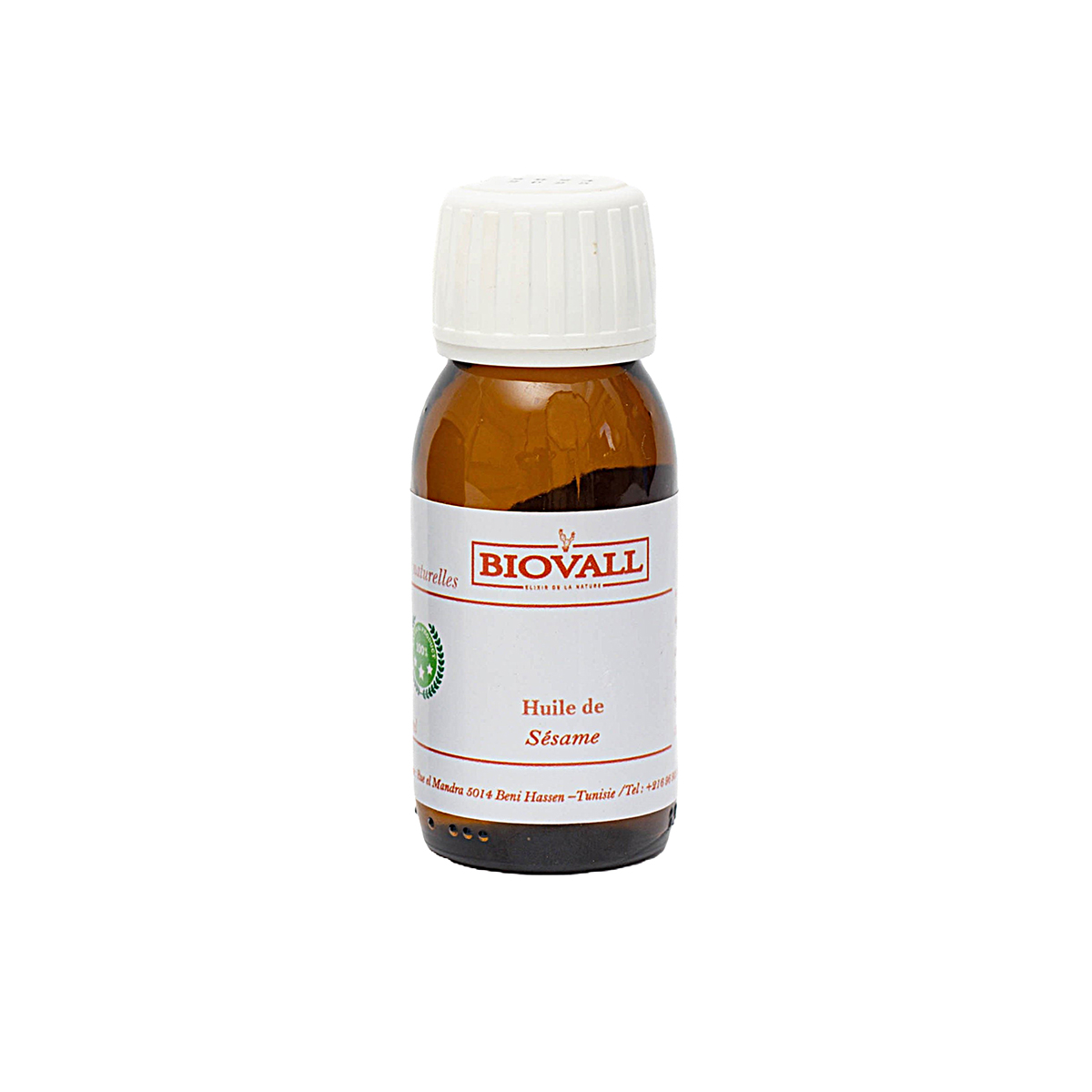 BVG 5012 Biovall Huile de Sésame 100% naturel bouteille en verre opaque de 60 ml – Image 1