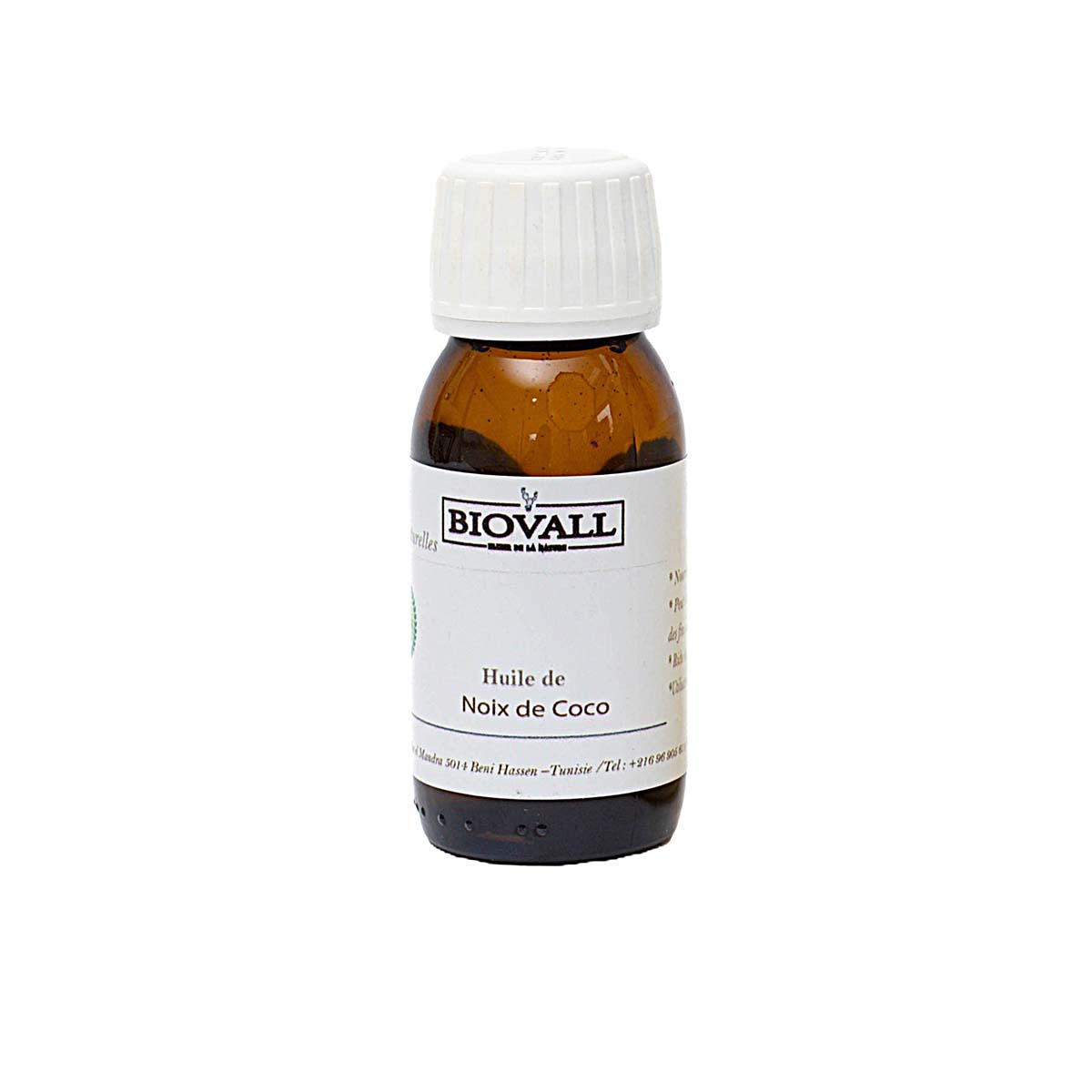 BVG 5013 Biovall Huile de Noix de Coco 100% naturel bouteille en verre opaque de 60 ml – Image 1
