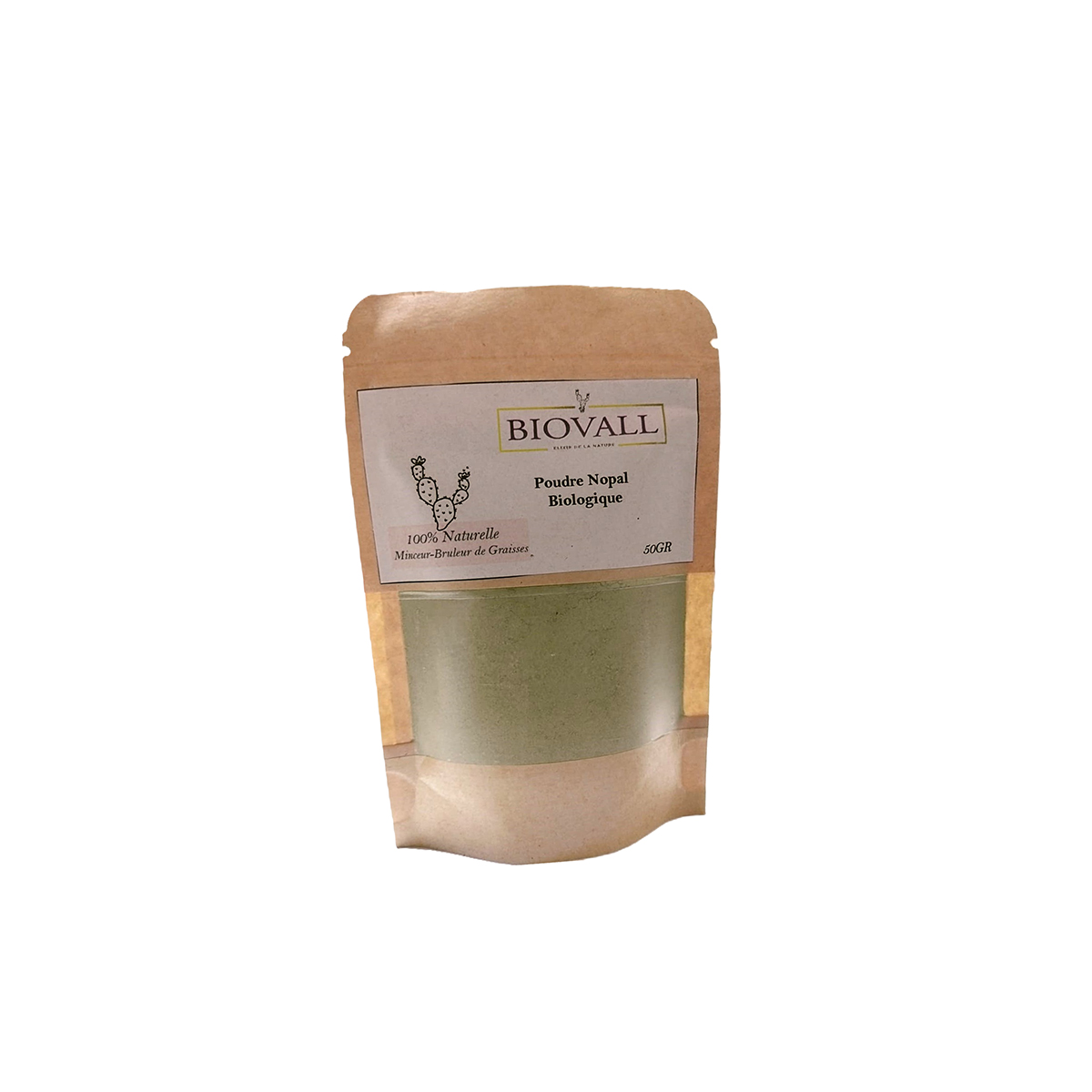 BVG 5058 Biovall Poudre Nopal BIOLOGIUE 100% naturel paquet de 50 g – Image 1