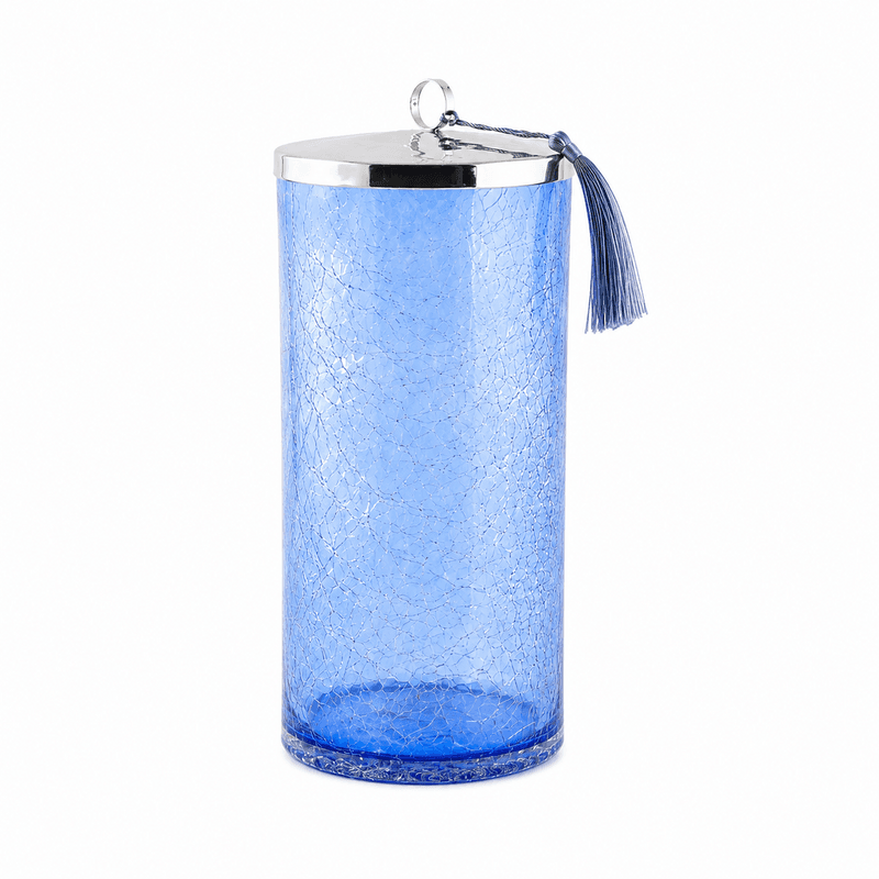 Boite cylindrique Boite de Range (1) Boite cylindrique Boite de Rangement haut de gamme en verre soufflé craquelé fait à la main GM – Image 1