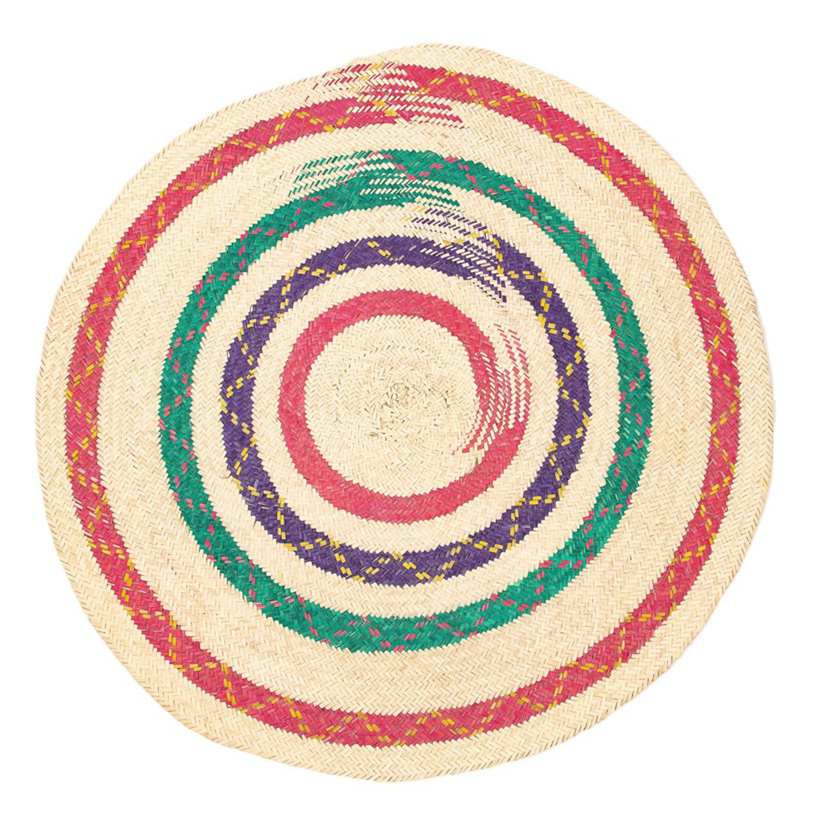 MHN 4210 Paillasson Tapis d'entrée rond tressé à la main en fibre de palmier design escargot – Image 1