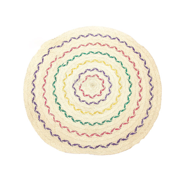 Paillasson Tapis d'entrée rond tressé à la main en fibre de palmier design florales