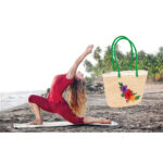 Sac polyvalente épaule italienne design Florales en fibre de palmier naturelle – Image 2