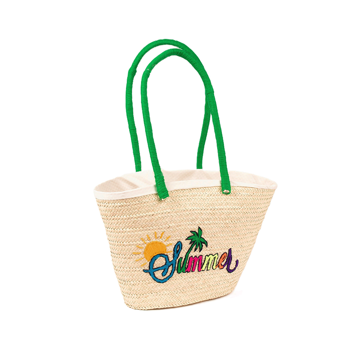 MHN 5257 Sac polyvalente épaule italienne design Summer en fibre de palmier naturel – Image 1