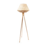 Lampadaire trépieds rustique design quartz tressée à la main  en fibre de palmier