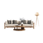 Lampadaire trépieds rustique design quartz tressée à la main  en fibre de palmier – Image 3