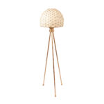 Lampadaire trépieds rustique design coupole tressée à la main  en fibre de palmier