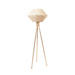 Lampadaire trépieds rustique design géométriques tressée à la main  en fibre de palmier