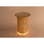 Table Lumineuse rustique design classique habillage en en fibre de palmier naturelle tressée à la main PM – Image 3