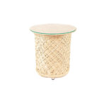 Table Lumineuse rustique design classique habillage en en fibre de palmier naturelle tressée à la main MM