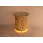 Table Lumineuse rustique design classique habillage en en fibre de palmier naturelle tressée à la main MM – Image 3