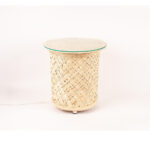 Table Lumineuse rustique design classique habillage en en fibre de palmier naturelle tressée à la main MM – Image 4