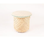 Table Lumineuse rustique design classique habillage en en fibre de palmier naturelle tressée à la main GM – Image 4