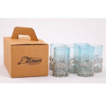 Ensemble de 6 verres à the droit en verre soufflé  craquelé  avec socle design sidi bousaid – Image 4