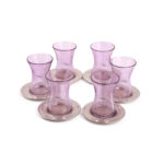 Ensemble de 6 verres à the Türk avec sous tasse en verre soufflé craquelé  design vintage