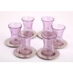 Ensemble de 6 verres à the Türk avec sous tasse en verre soufflé craquelé  design vintage – Image 3