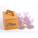 Ensemble de 6 verres à the Türk avec sous tasse en verre soufflé craquelé  design vintage – Image 4