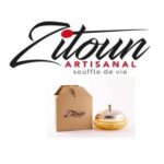 Bonbonnière soucoupe haut de gamme en verre soufflé craquelé avec couvercle en cuivre martelé fait à la main PM – Image 5