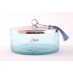 Boite cylindrique Boite de Rangement haut de gamme en verre soufflé craquelé fait à la main GM – T 4 – Image 4