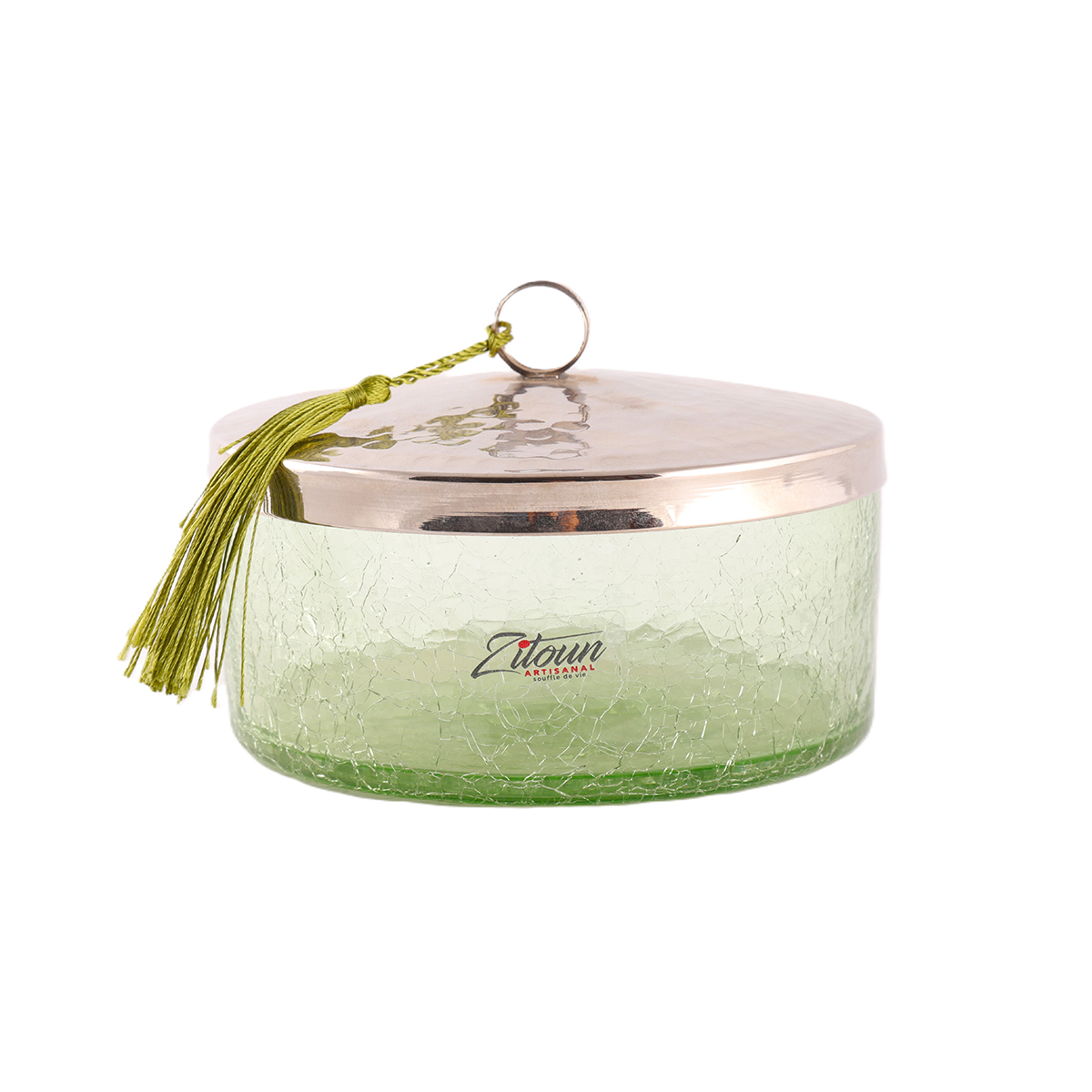 MZA 1116.JPG Boite cylindrique Boite de Rangement haut de gamme en verre soufflé craquelé fait à la main MM – T 3 – Image 1