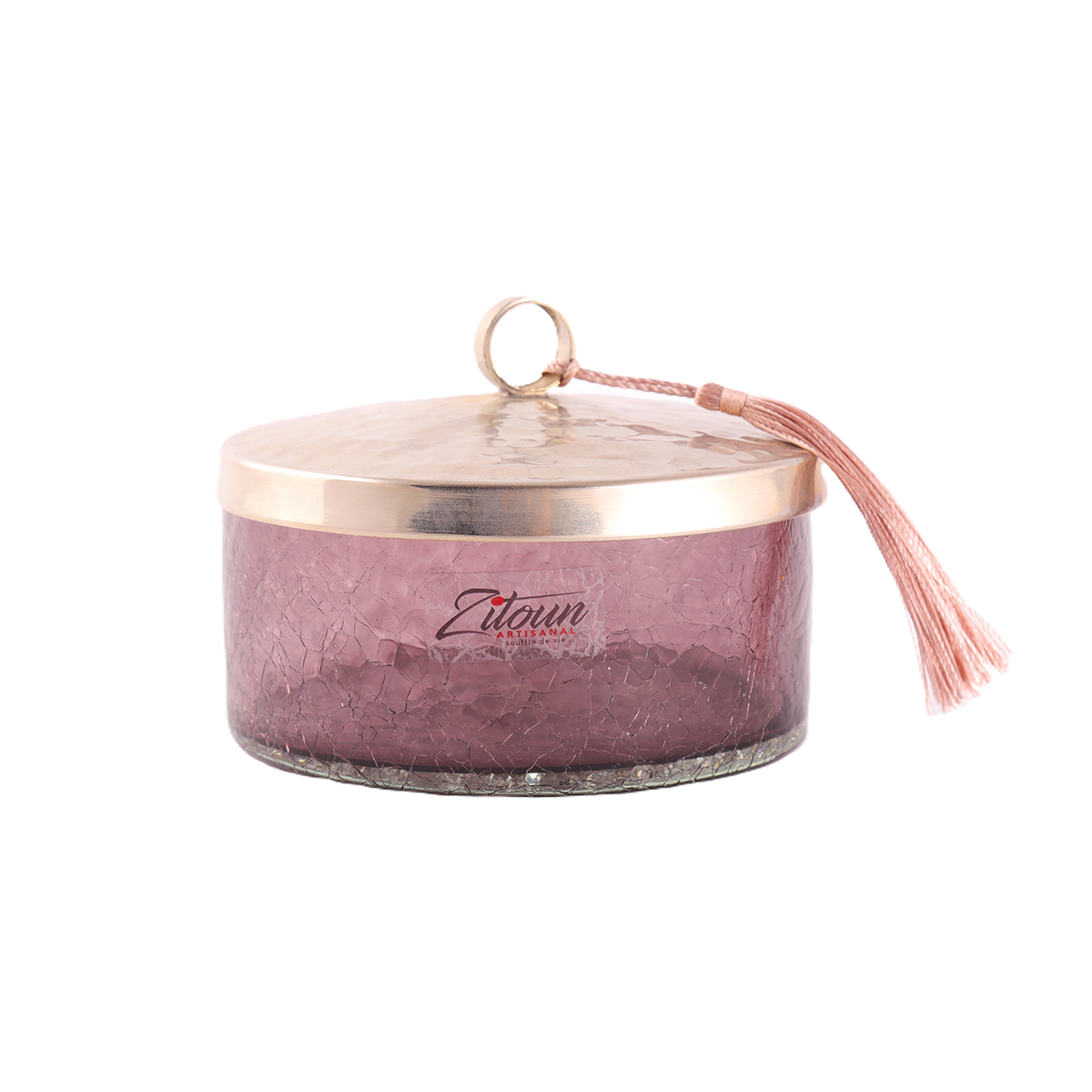 MZA 1118.JPG Boite cylindrique Boite de Rangement haut de gamme en verre soufflé craquelé fait à la main PM – Image 1