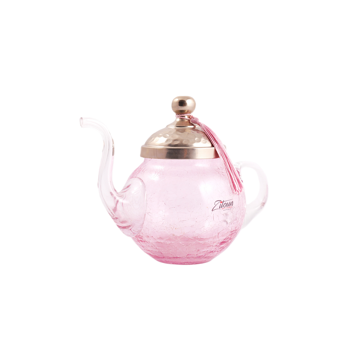 MZA 1163.JPG Théière MM rustique en verre soufflé craquelé design arabesque fait à la main – Image 1