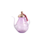 Théière rustique haute en verre soufflé craquelé design arabesque fait à la main