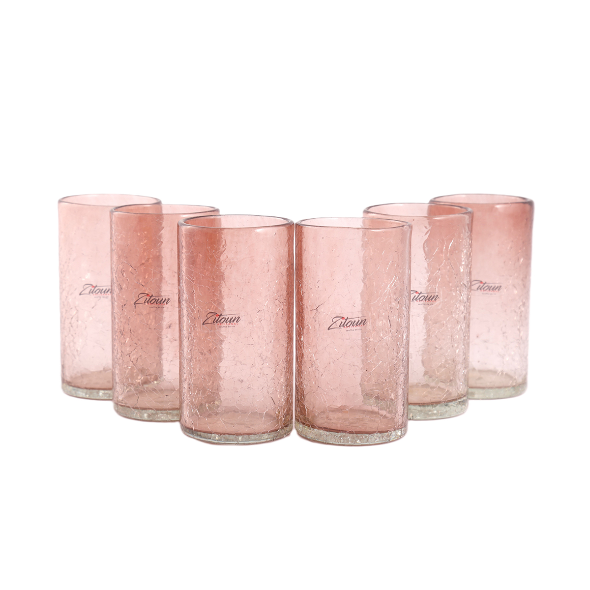 MZA 1180 Ensemble de 6 Verres à thé en verre soufflé craquelé design classique – Image 1