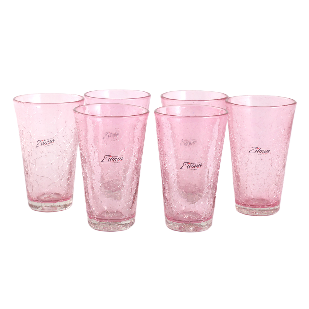 MZA 1181 Ensemble de 6 verres gobelet évasé en verre soufflé craquelé design classique – Image 1