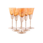 Coffret de 6 verre à cocktail original sur pied en cuivre conique en verres soufflés craquelés