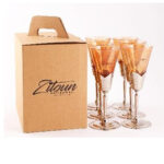 Coffret de 6 verre à cocktail original sur pied en cuivre conique en verres soufflés craquelés – Image 4
