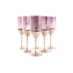 Coffret de 6 verre à cocktail original sur pied en cuivre design flute en verres soufflés craquelés