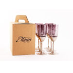 Coffret de 6 verre à cocktail original sur pied en cuivre design flute en verres soufflés craquelés – Image 4