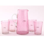 Assortiments de pichet et de 6 verres maxi drink en verre soufflé craquelé  design classique fait à la main – Image 3