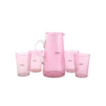 Assortiments de pichet et de 6 verres maxi drink en verre soufflé craquelé  design classique fait à la main