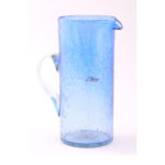 Pichet Cylindrique maxi drink en verre soufflé craquelé  design classique fait à la main – Image 3