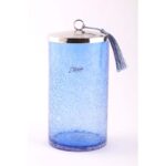 Boite cylindrique Boite de Rangement haut de gamme en verre soufflé craquelé fait à la main MM – Image 3