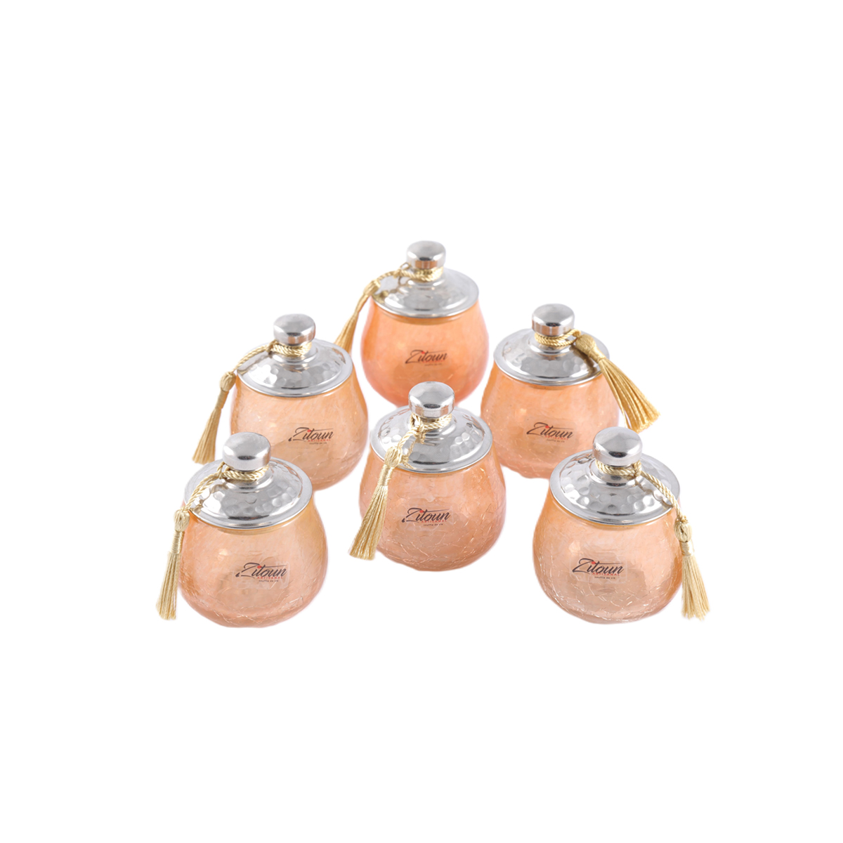 MZA 1506 Coffret de 6 verrines rustique PM spécial ZRIR en verre soufflé craquelé fait à la main – Image 1