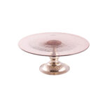 Assiette Présentoir à gâteaux haut de gamme en verre soufflé craquelé sur pied en cuivre martelé fait à la main MM