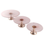 Set de 3 Assiettes Présentoir à gâteaux haut de gamme en verre soufflé craquelé sur pied en cuivre martelé fait à la main PM