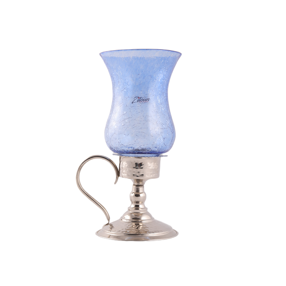 MZA 9022.JPG Bougeoir orientale artistique haut de gamme en verre soufflé craquelé fait main – Image 1