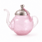 Théière MM rustique en verre soufflé craquelé  design arabesque fait à la main